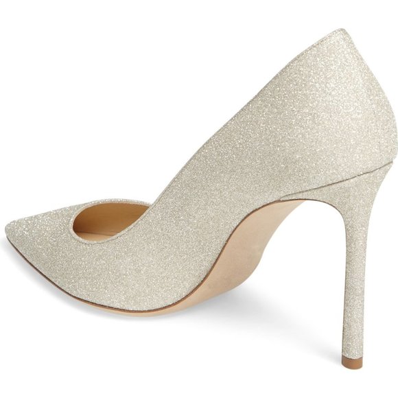 NIB $675 Jimmy Choo Romy Pointed Toe Pump in Platinum Ice Glitter - size 9.5! - Picture 2 of 11